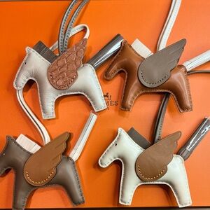 Tan and Brown Leather Horse Pegasus Bag Charm